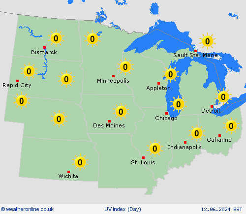 uv index  North America Forecast maps