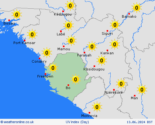 uv index Sierra Leone Africa Forecast maps