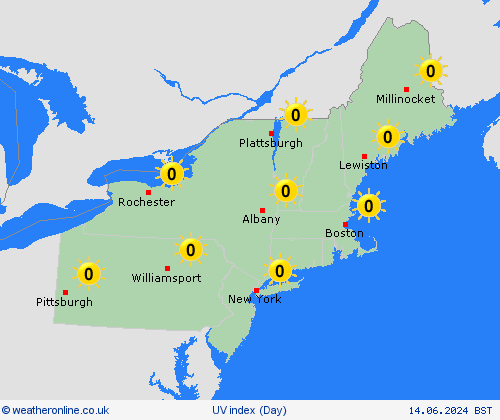 uv index  North America Forecast maps