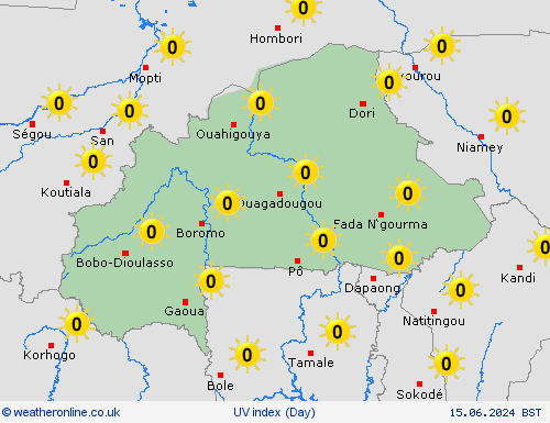 uv index Burkina Faso Africa Forecast maps