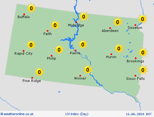 uv index South Dakota North America Forecast maps