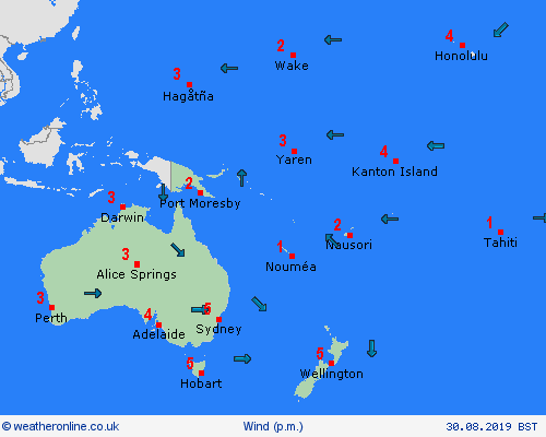 wind  Oceania Forecast maps