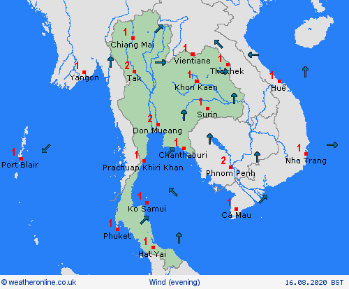 wind Thailand Asia Forecast maps