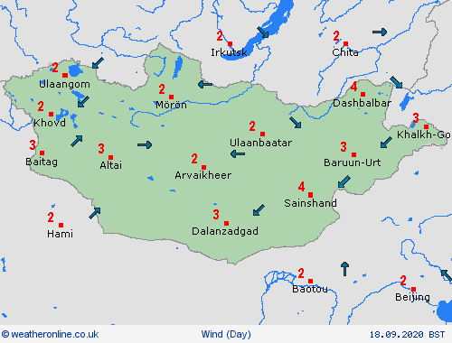 wind Mongolia Asia Forecast maps