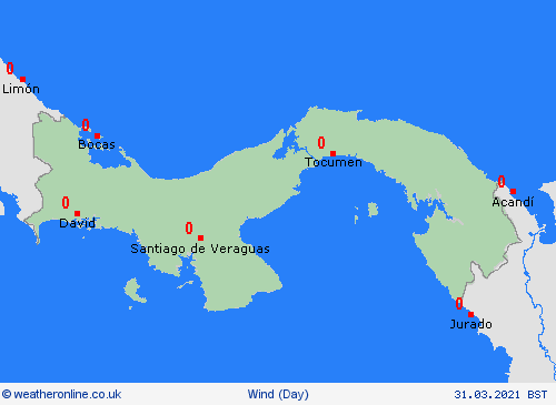 wind Panama Central America Forecast maps