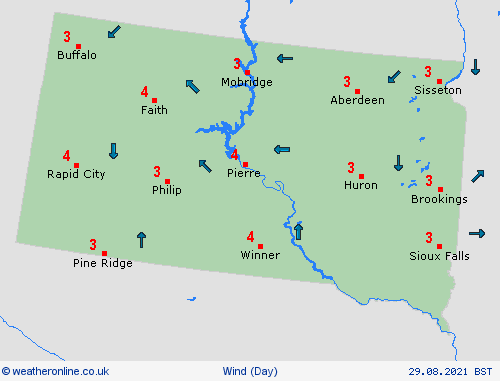 wind South Dakota North America Forecast maps