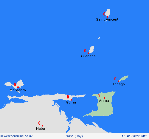 wind Trinidad and Tobago South America Forecast maps