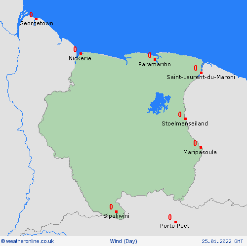 wind Suriname South America Forecast maps