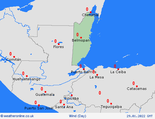 wind Belize Central America Forecast maps