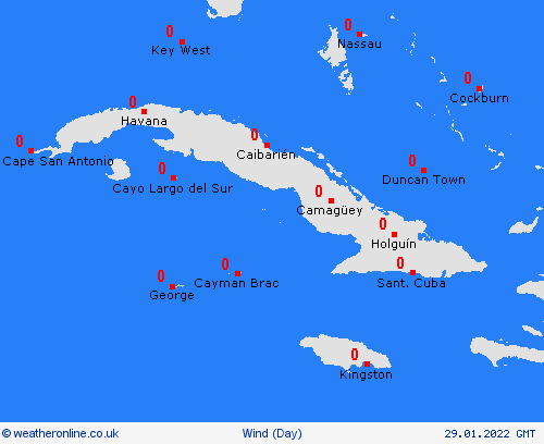 wind Cayman Islands Central America Forecast maps