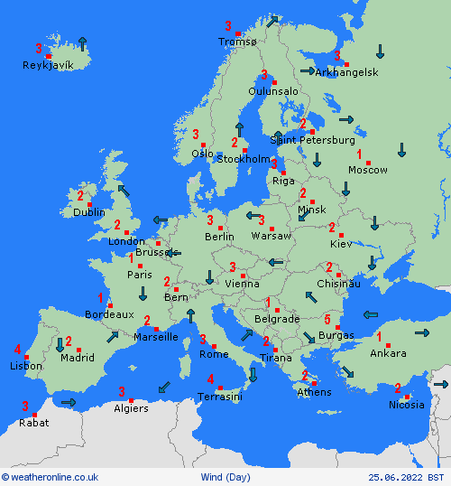 wind  Europe Forecast maps