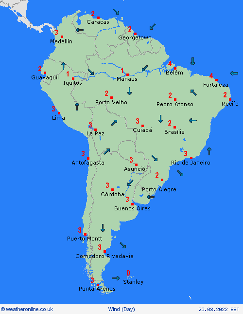 wind  South America Forecast maps