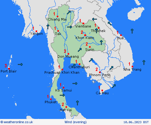 wind Thailand Asia Forecast maps