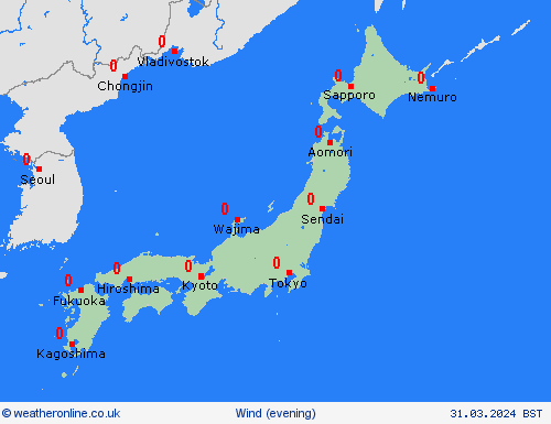 wind Japan Asia Forecast maps