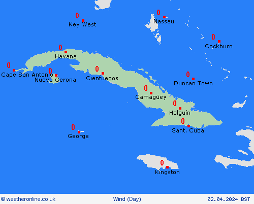 wind Cuba Central America Forecast maps