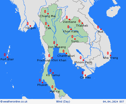 wind Thailand Asia Forecast maps