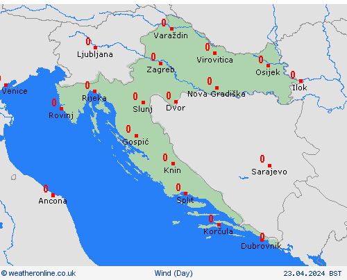wind Croatia Europe Forecast maps