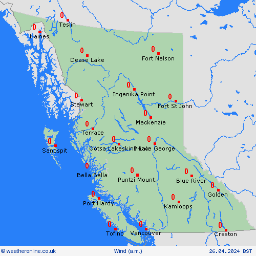 wind British Columbia North America Forecast maps