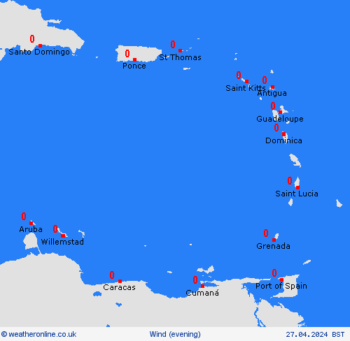 wind Lesser Antilles Central America Forecast maps