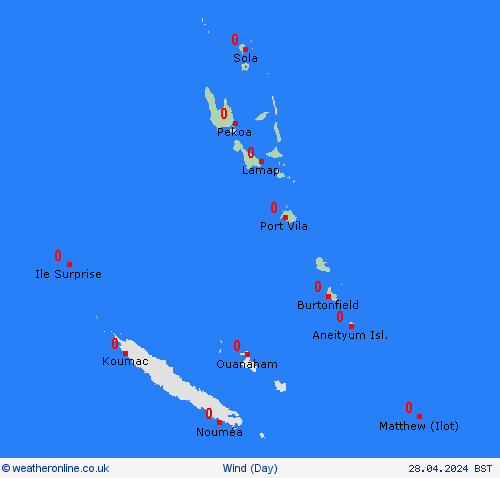 wind Vanuatu Oceania Forecast maps