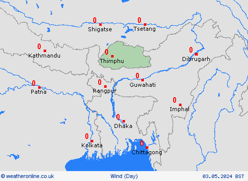 wind Bhutan Asia Forecast maps