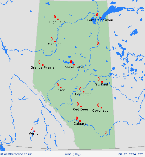 wind Alberta North America Forecast maps