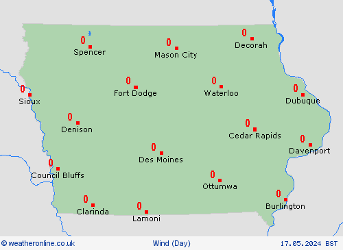 wind Iowa North America Forecast maps