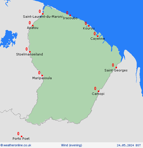 wind French Guiana South America Forecast maps