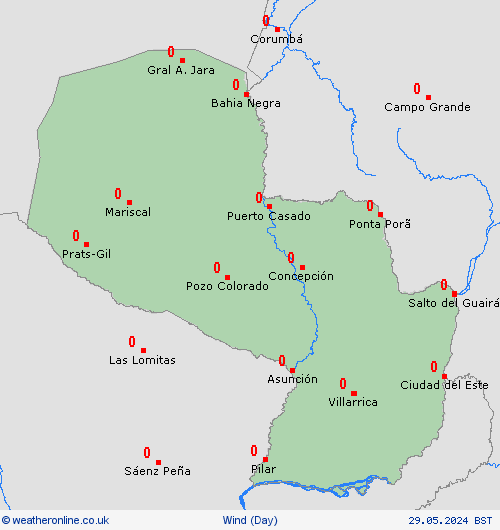 wind Paraguay South America Forecast maps