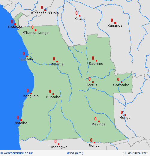 wind Angola Africa Forecast maps