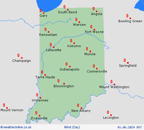 wind Indiana North America Forecast maps