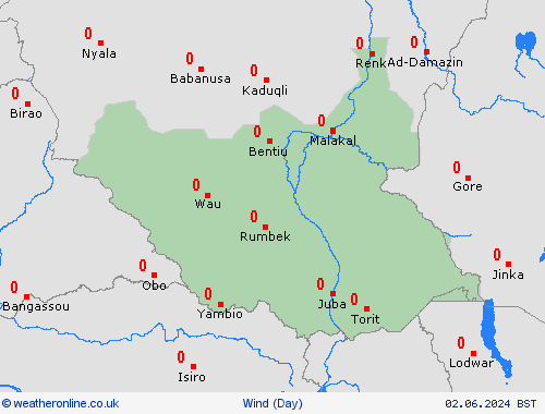 wind South Sudan Africa Forecast maps