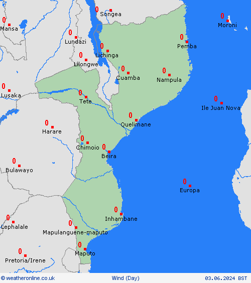 wind Mozambique Africa Forecast maps