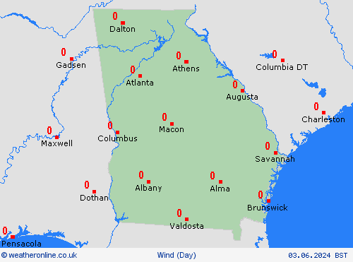 wind Georgia North America Forecast maps