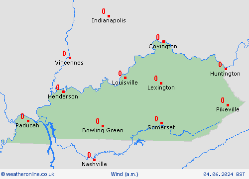 wind Kentucky North America Forecast maps