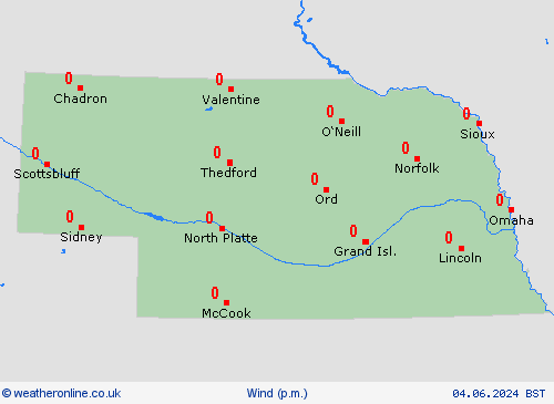 wind Nebraska North America Forecast maps