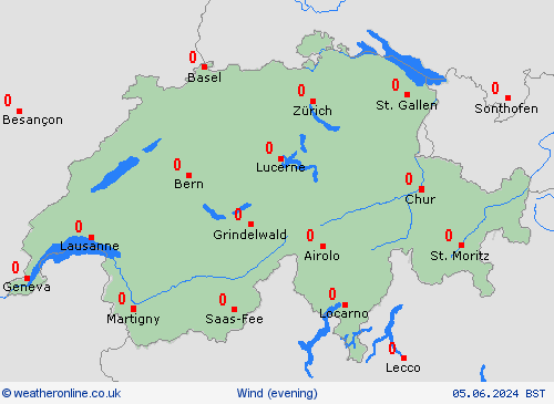 wind Switzerland Europe Forecast maps