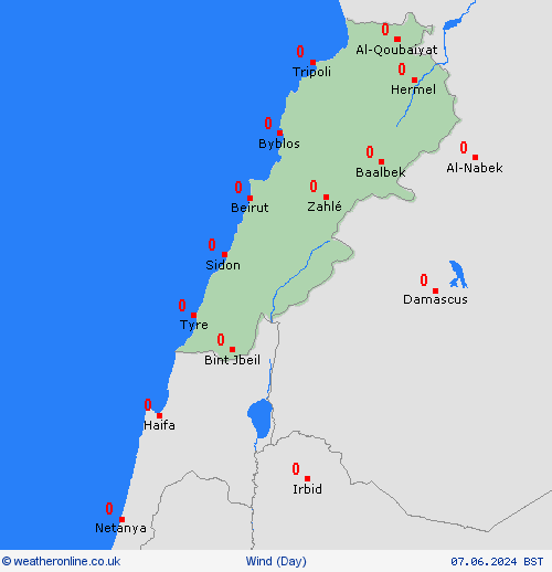 wind Lebanon Asia Forecast maps