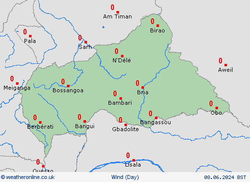 wind Central African Republic Africa Forecast maps