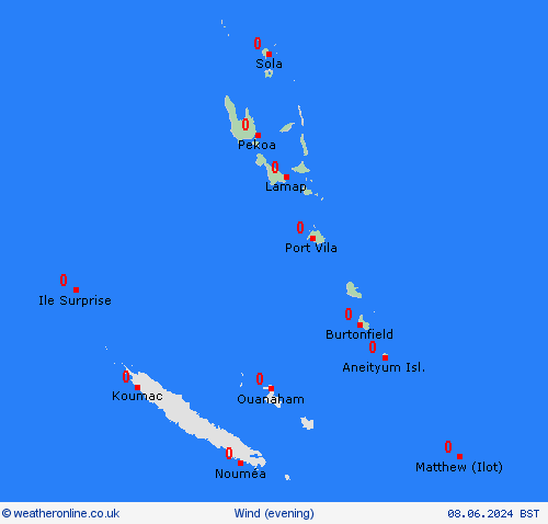 wind Vanuatu Oceania Forecast maps