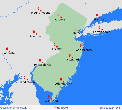 wind New Jersey North America Forecast maps