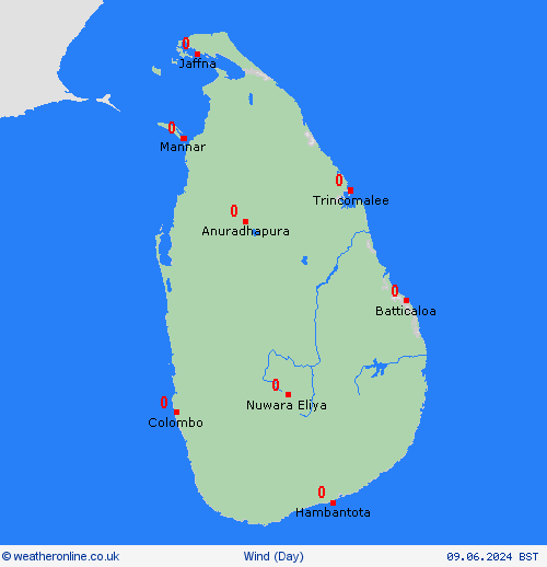 wind Sri Lanka Asia Forecast maps