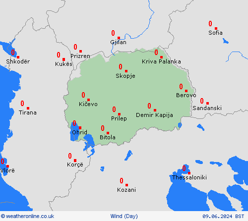 wind North Macedonia Europe Forecast maps