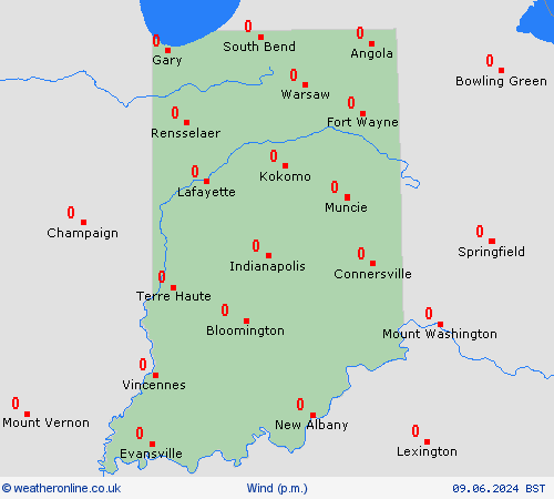 wind Indiana North America Forecast maps