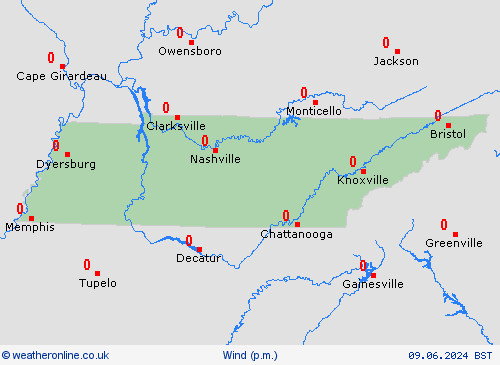 wind Tennessee North America Forecast maps