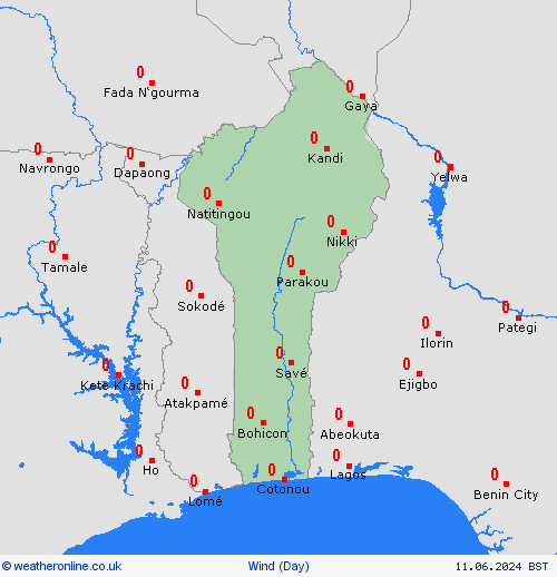 wind Benin Africa Forecast maps