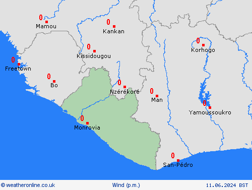 wind Liberia Africa Forecast maps