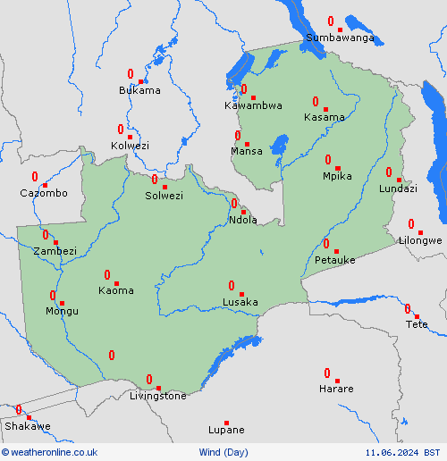 wind Zambia Africa Forecast maps