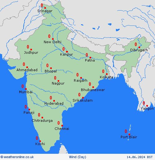 wind India North America Forecast maps