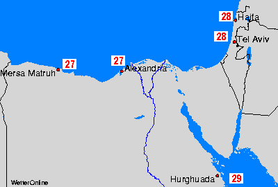 Egypt, Israel Sea Temperature Maps